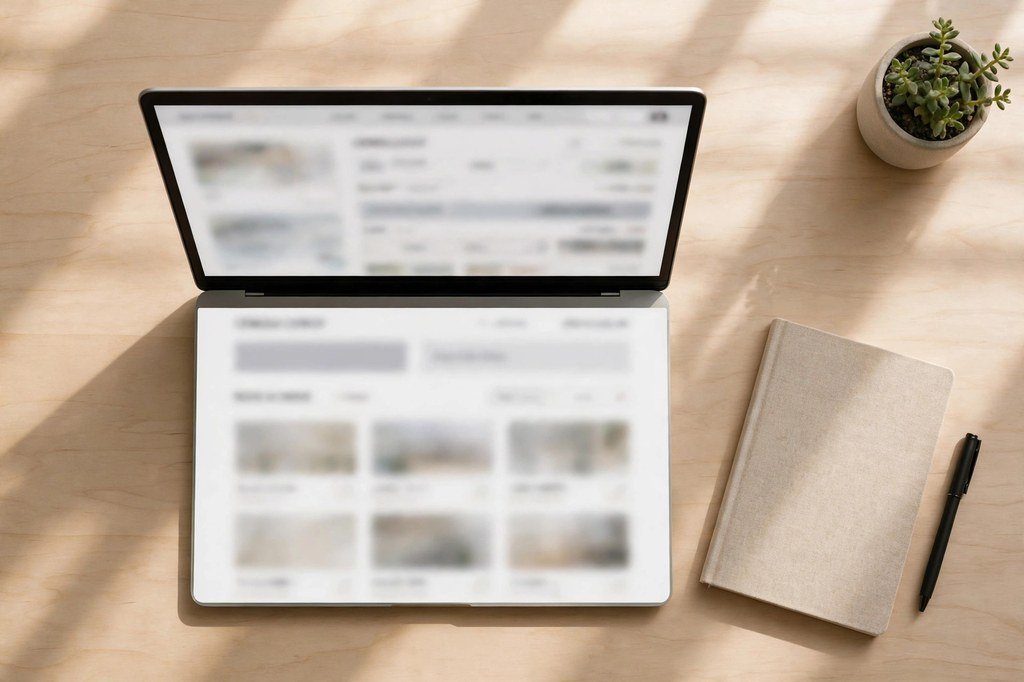 Laptop on a desk showing a generic online store checkout page, illustrating transaction fees
