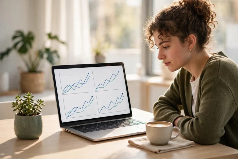 Person reviewing investment charts on a laptop