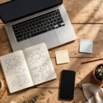 Home workspace set up for a side hustle