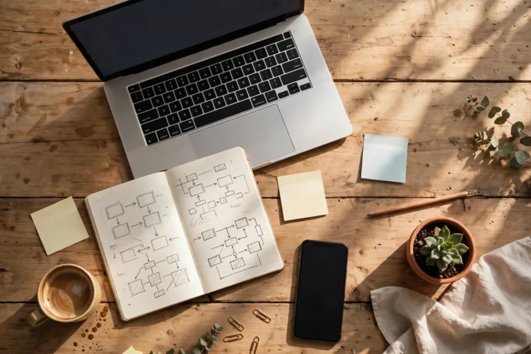 Home workspace set up for a side hustle
